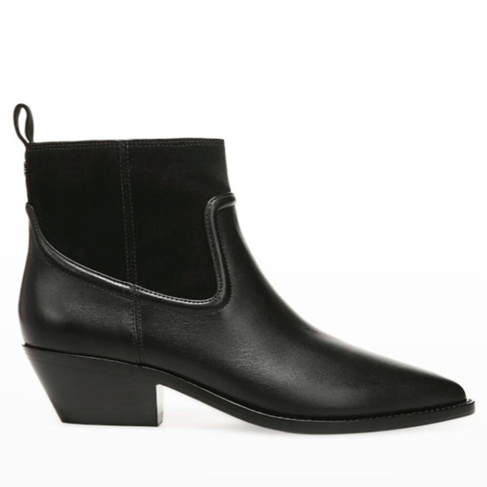 Veronica Beard Kinsley Suede Leather Ankle Bootie Western Edgy Chic Black Sz 5M